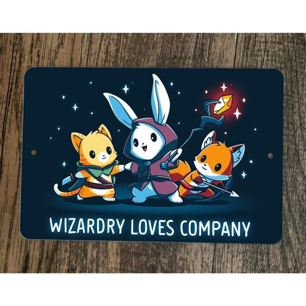 Wizardy Loves Company RPG Video Gamer Animals 8x12 Metal‎ Wall Sign Poster